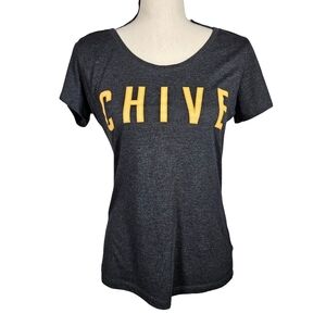 Chive T Shirt, Heather Black, Gold/Yellow Chive Logo, Size Large